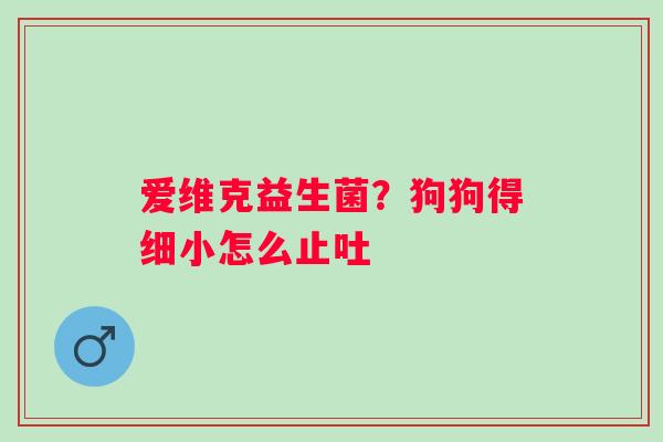 爱维克益生菌？狗狗得细小怎么止吐