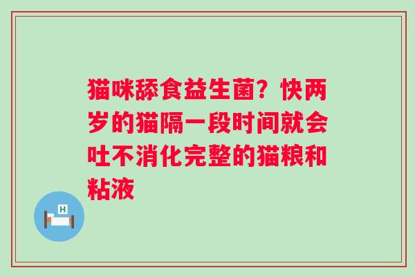 猫咪舔食益生菌？快两岁的猫隔一段时间就会吐不消化完整的猫粮和粘液