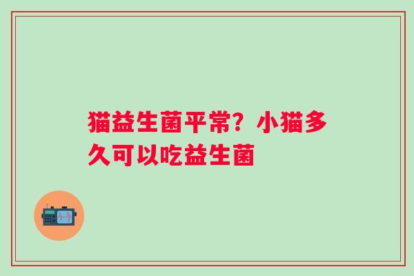 猫益生菌平常？小猫多久可以吃益生菌