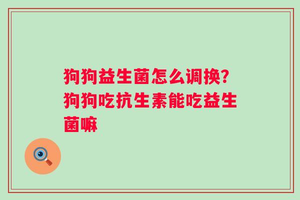 狗狗益生菌怎么调换？狗狗吃抗生素能吃益生菌嘛