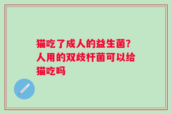 猫吃了成人的益生菌？人用的双歧杆菌可以给猫吃吗