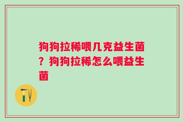 狗狗拉稀喂几克益生菌？狗狗拉稀怎么喂益生菌