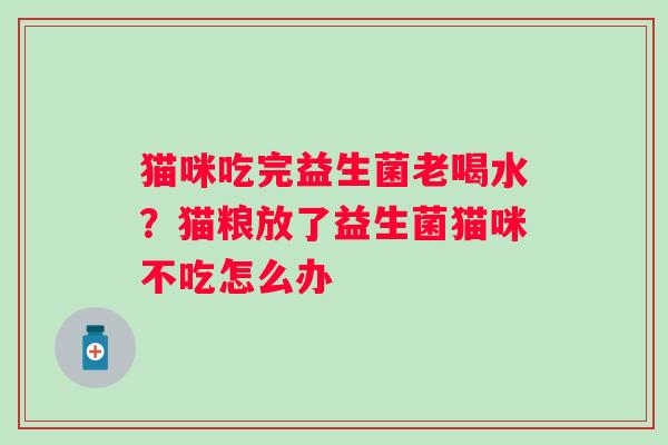 猫咪吃完益生菌老喝水？猫粮放了益生菌猫咪不吃怎么办