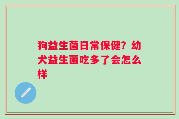 狗益生菌日常保健？幼犬益生菌吃多了会怎么样