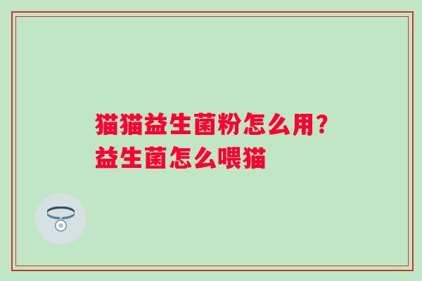 猫猫益生菌粉怎么用？益生菌怎么喂猫