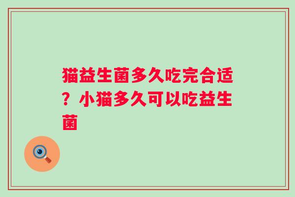 猫益生菌多久吃完合适？小猫多久可以吃益生菌