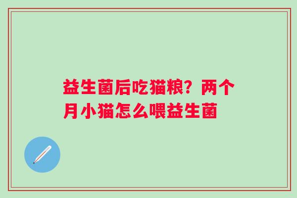 益生菌后吃猫粮？两个月小猫怎么喂益生菌