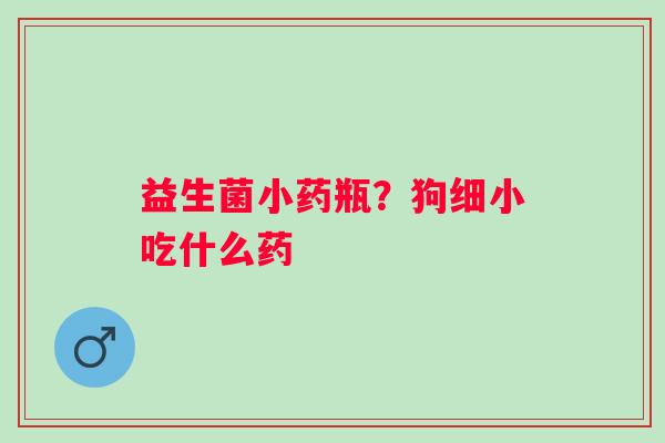 益生菌小药瓶？狗细小吃什么药