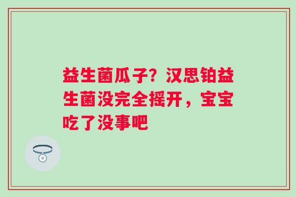益生菌瓜子？汉思铂益生菌没完全摇开，宝宝吃了没事吧