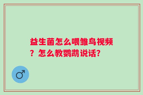 益生菌怎么喂雏鸟视频？怎么教鹦鹉说话？