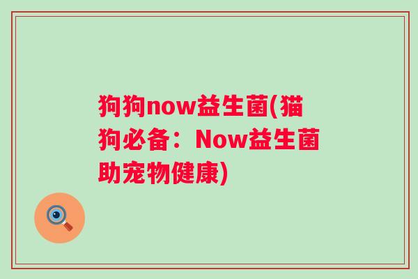 狗狗now益生菌(猫狗必备：Now益生菌助宠物健康)