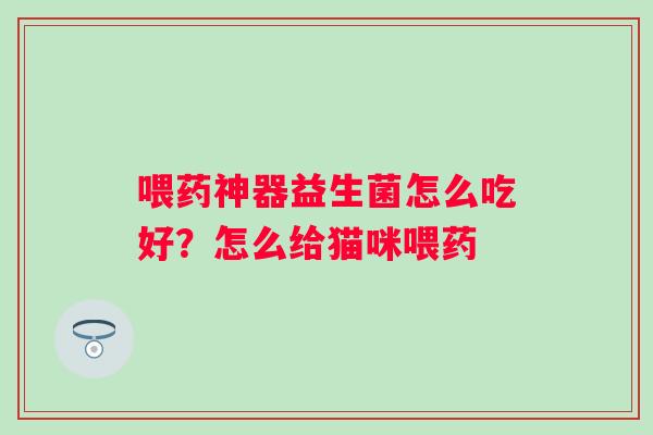 喂药神器益生菌怎么吃好？怎么给猫咪喂药