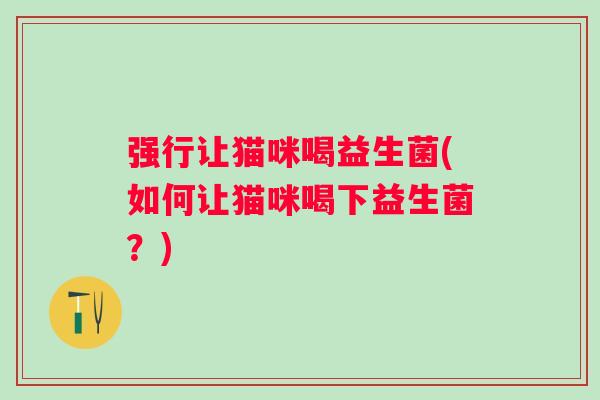 强行让猫咪喝益生菌(如何让猫咪喝下益生菌？)