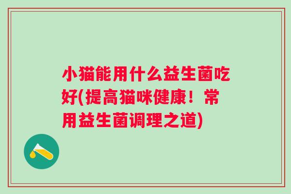 小猫能用什么益生菌吃好(提高猫咪健康！常用益生菌调理之道)