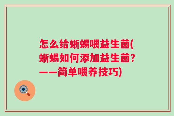 怎么给蜥蜴喂益生菌(蜥蜴如何添加益生菌？——简单喂养技巧)
