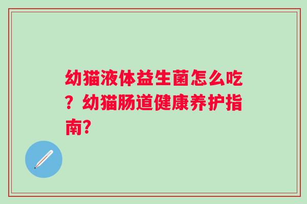 幼猫液体益生菌怎么吃？幼猫肠道健康养护指南？