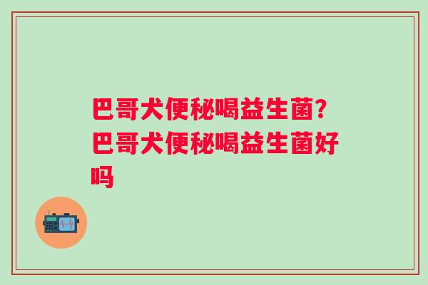 巴哥犬便秘喝益生菌？巴哥犬便秘喝益生菌好吗