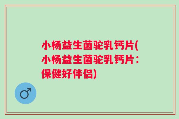 小杨益生菌驼乳钙片(小杨益生菌驼乳钙片：保健好伴侣)