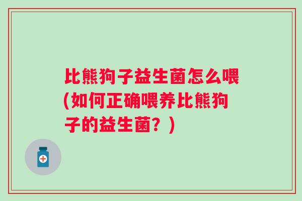 比熊狗子益生菌怎么喂(如何正确喂养比熊狗子的益生菌？)