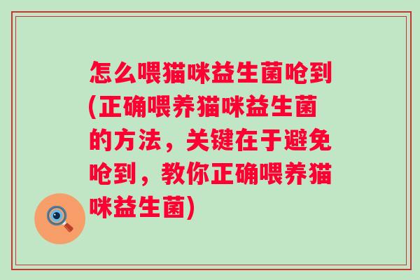怎么喂猫咪益生菌呛到(正确喂养猫咪益生菌的方法，关键在于避免呛到，教你正确喂养猫咪益生菌)