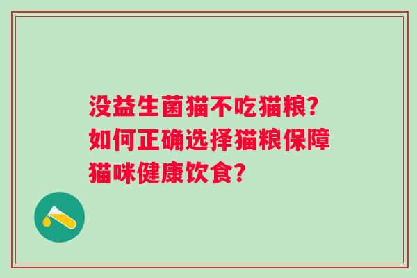 没益生菌猫不吃猫粮?如何正确选择猫粮保障猫咪健康饮食? 没益生菌猫不吃猫粮?如何正确选择猫粮保障猫咪健康饮食?
