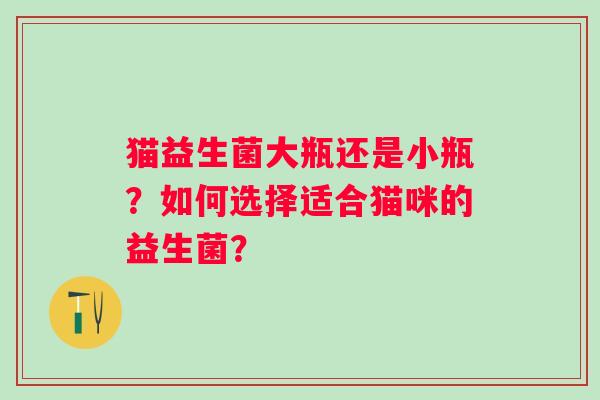 猫益生菌大瓶还是小瓶？如何选择适合猫咪的益生菌？