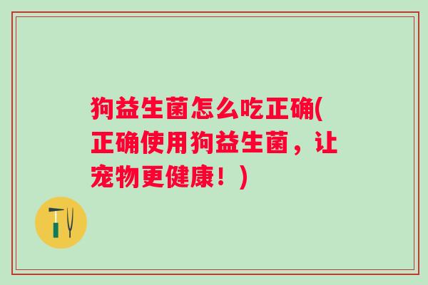 狗益生菌怎么吃正确(正确使用狗益生菌，让宠物更健康！)