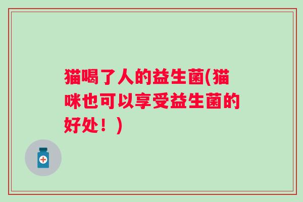 猫喝了人的益生菌(猫咪也可以享受益生菌的好处!) 猫喝了人的益生菌(猫咪也可以享受益生菌的好处!)