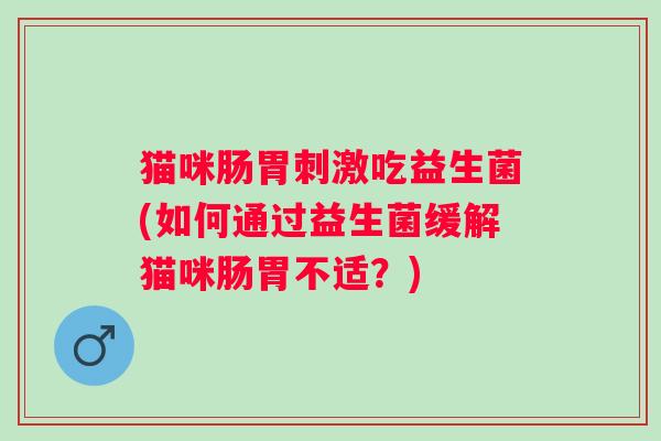 猫咪肠胃刺激吃益生菌(如何通过益生菌缓解猫咪肠胃不适?) 猫咪肠胃刺激吃益生菌(如何通过益生菌缓解猫咪肠胃不适?)