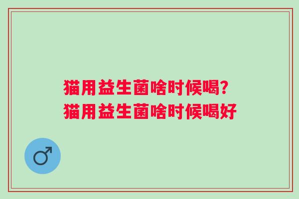 猫用益生菌啥时候喝?猫用益生菌啥时候喝好 猫用益生菌啥时候喝?猫用益生菌啥时候喝好