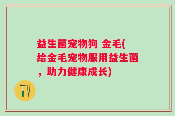 益生菌宠物狗 金毛(给金毛宠物服用益生菌，助力健康成长)