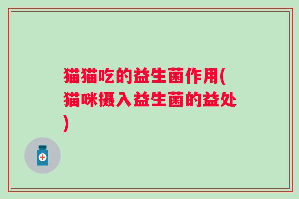 猫猫吃的益生菌作用(猫咪摄入益生菌的益处)