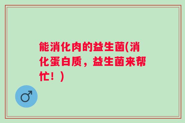 能消化肉的益生菌(消化蛋白质，益生菌来帮忙！)