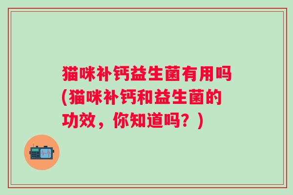 猫咪补钙益生菌有用吗(猫咪补钙和益生菌的功效，你知道吗？)