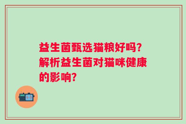 益生菌甄选猫粮好吗？解析益生菌对猫咪健康的影响？