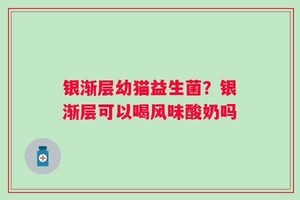 银渐层幼猫益生菌？银渐层可以喝风味酸奶吗