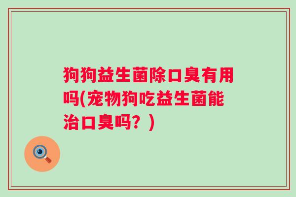 狗狗益生菌除口臭有用吗(宠物狗吃益生菌能治口臭吗？)
