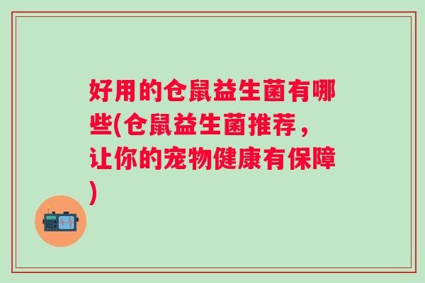好用的仓鼠益生菌有哪些(仓鼠益生菌推荐,让你的宠物健康有保障) 好用的仓鼠益生菌有哪些(仓鼠益生菌推荐,让你的宠物健康有保障)