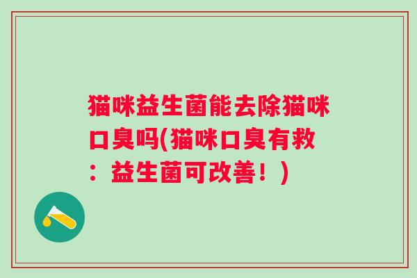 猫咪益生菌能去除猫咪口臭吗(猫咪口臭有救：益生菌可改善！)