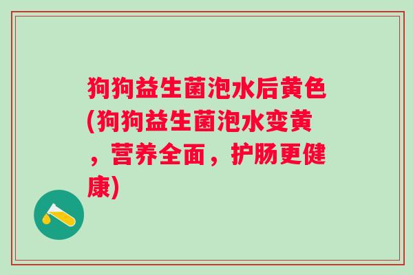 狗狗益生菌泡水后黄色(狗狗益生菌泡水变黄,营养全面,护肠更健康) 狗狗益生菌泡水后黄色(狗狗益生菌泡水变黄,营养全面,护肠更健康)