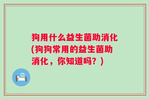 狗用什么益生菌助消化(狗狗常用的益生菌助消化，你知道吗？)