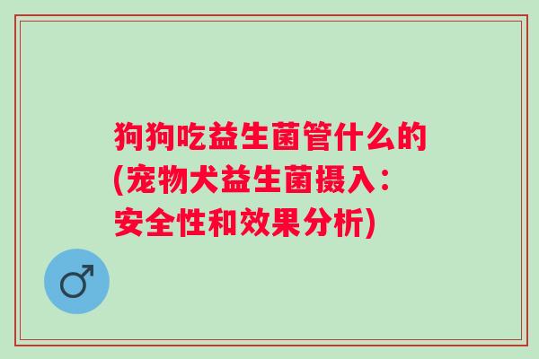 狗狗吃益生菌管什么的(宠物犬益生菌摄入：安全性和效果分析)