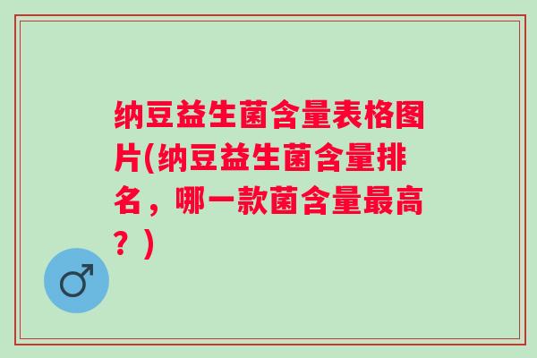 纳豆益生菌含量表格图片(纳豆益生菌含量排名,哪一款菌含量高?) 纳豆益生菌含量表格图片(纳豆益生菌含量排名,哪一款菌含量高?)