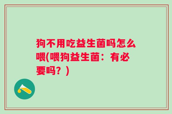 狗不用吃益生菌吗怎么喂(喂狗益生菌：有必要吗？)