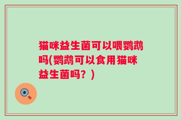 猫咪益生菌可以喂鹦鹉吗(鹦鹉可以食用猫咪益生菌吗?) 猫咪益生菌可以喂鹦鹉吗(鹦鹉可以食用猫咪益生菌吗?)
