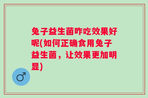 兔子益生菌咋吃效果好呢(如何正确食用兔子益生菌，让效果更加明显)