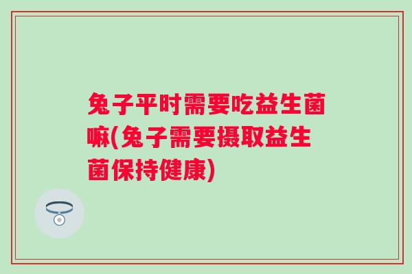 兔子平时需要吃益生菌嘛(兔子需要摄取益生菌保持健康)