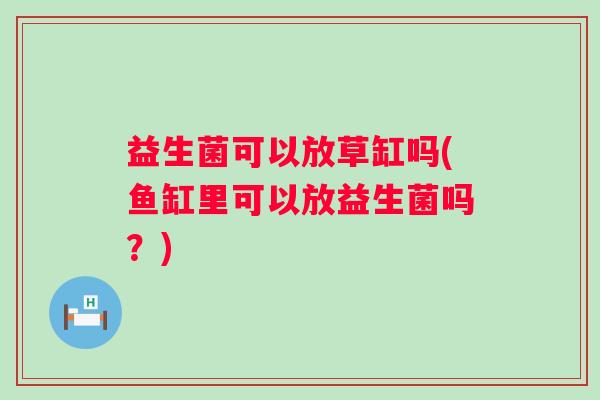 益生菌可以放草缸吗(鱼缸里可以放益生菌吗？)