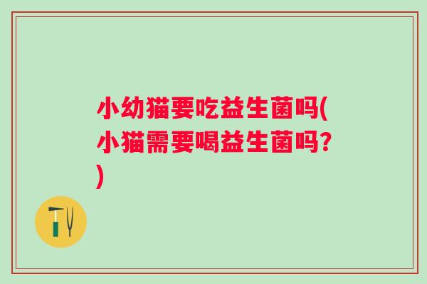 小幼猫要吃益生菌吗(小猫需要喝益生菌吗?) 小幼猫要吃益生菌吗(小猫需要喝益生菌吗?)