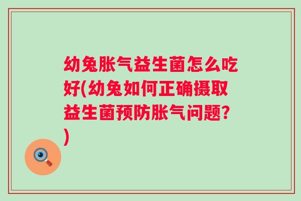 幼兔胀气益生菌怎么吃好(幼兔如何正确摄取益生菌预防胀气问题？)